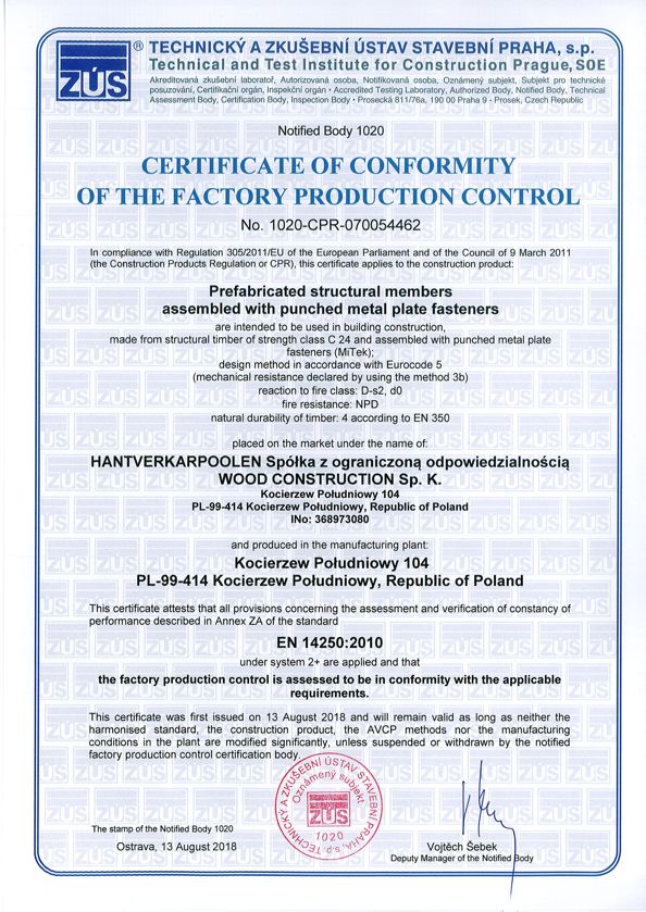 hantverkarpoolen certyfikat CE ZKP